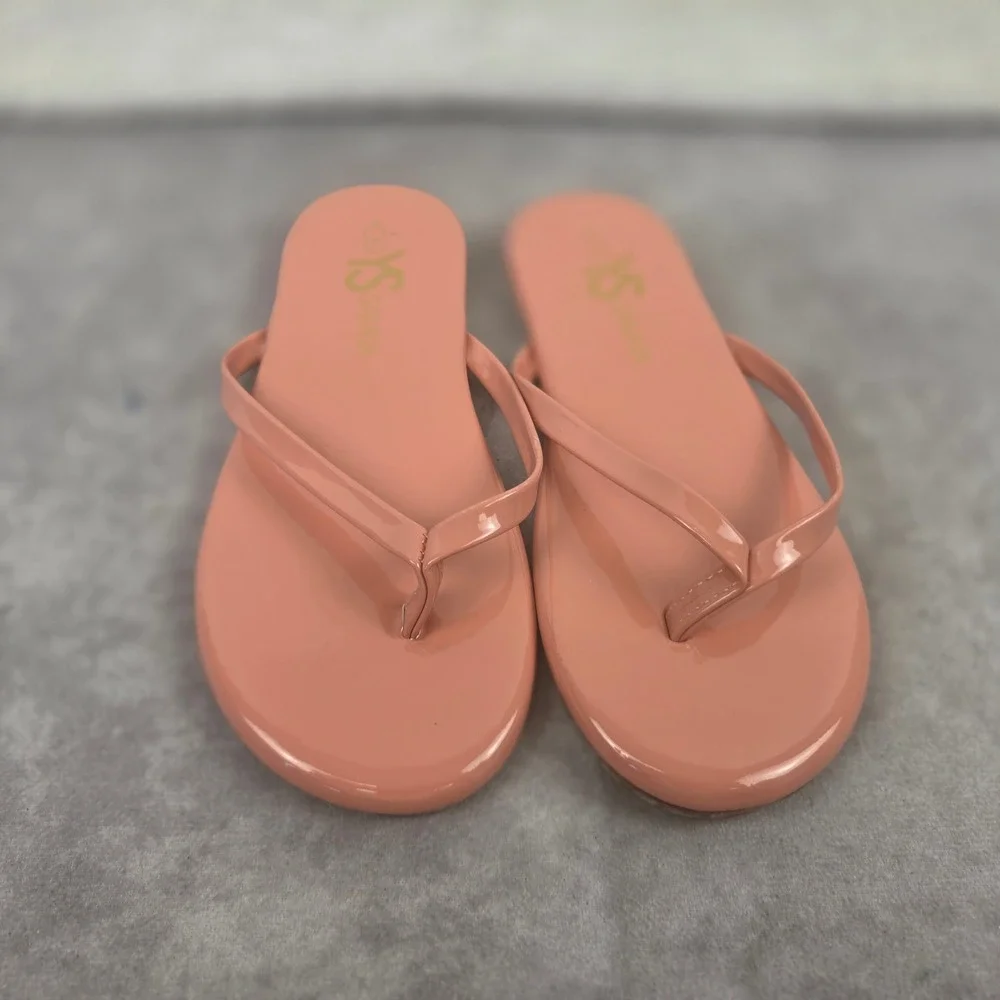 Yosi Samra Miss Rivington Flip Flops Peach Patent Sandals Girls Size 4M KDSP22-1